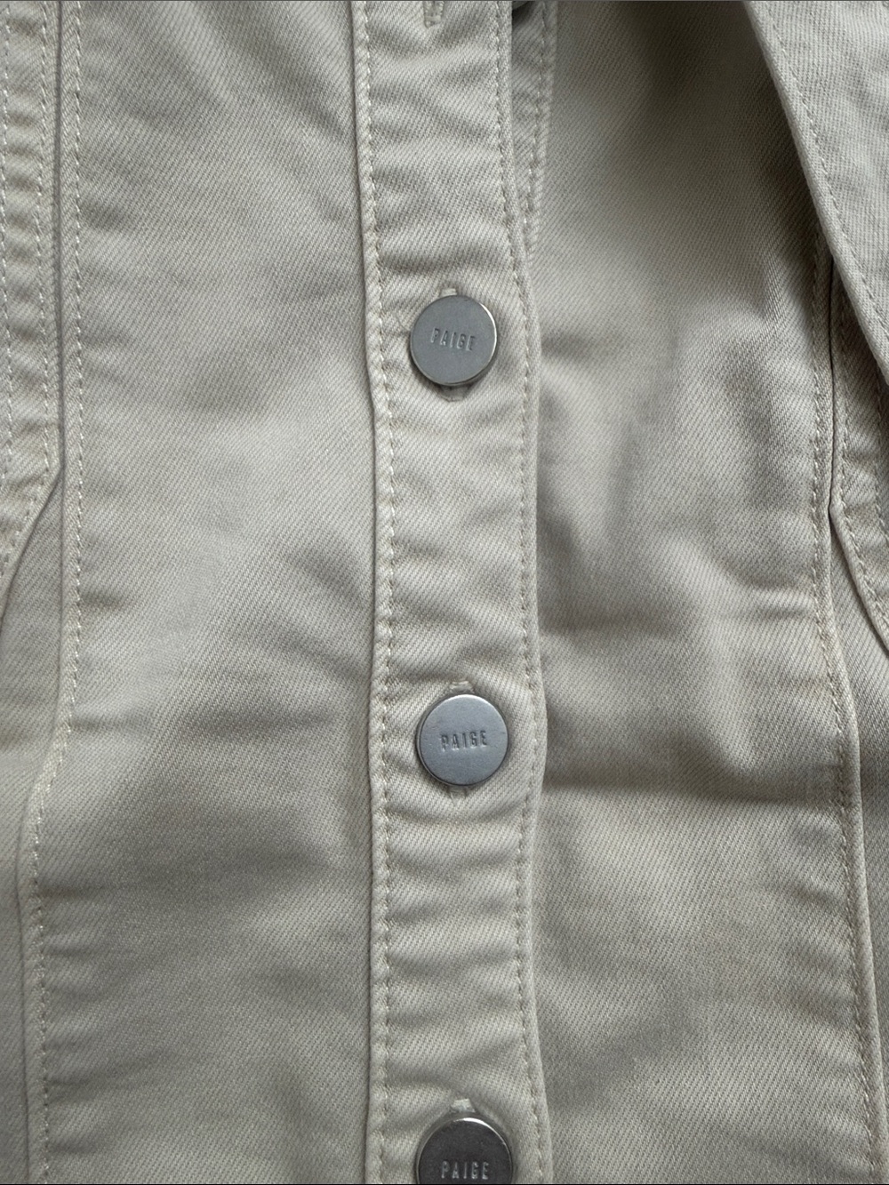 PAIGE Beige denim Sleeveless Button-Front Utility Dress with Tie Waist - Picture 4 of 5